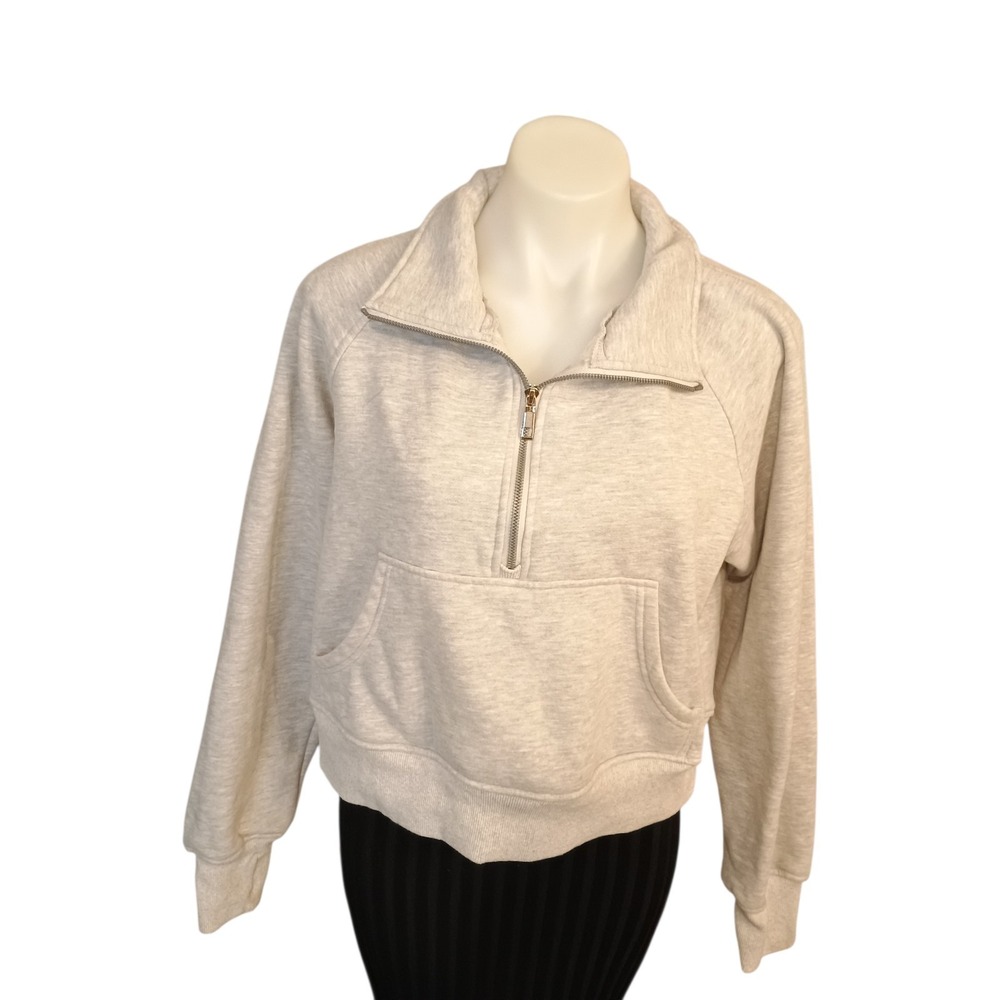 AUTOMET Womens Sweatshirts‎ Half Zip Cropped Pullover Fleece Quarter Medium - Picture 2 of 8